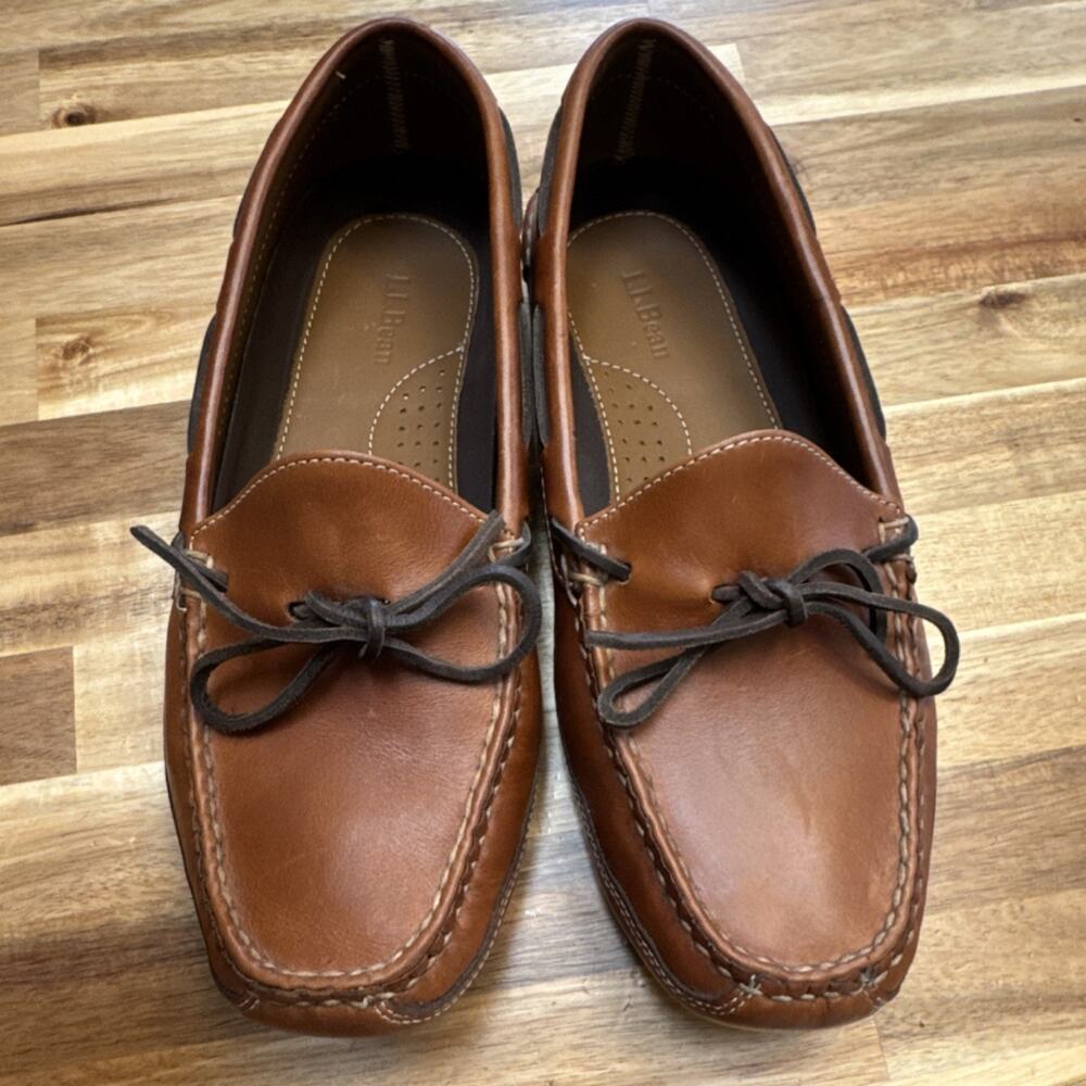L.L. Bean CLEAN Men’s Brown Leather Moccasin Shoe Model‎ 197690 Size 10 D